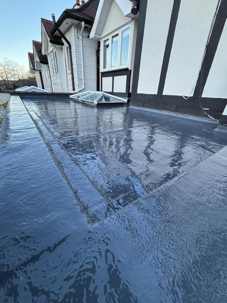 Image of a flat roof completed by Miller Roofing.